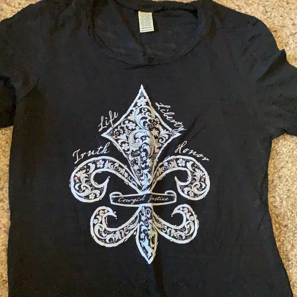 Cowgirl justice black acid wash long sleeve shirt!